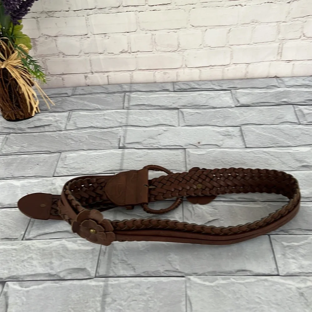 Belt medium braided brown bohemian